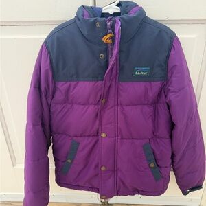 L.L. Bean Kids Two-Tone Purple and Navy Puffer Jacket